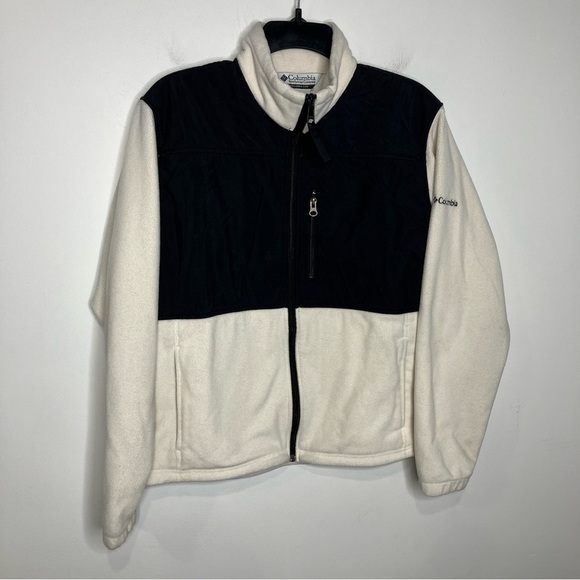 Columbia white and black full zip fleece jacket size large - Picture 1 of 6